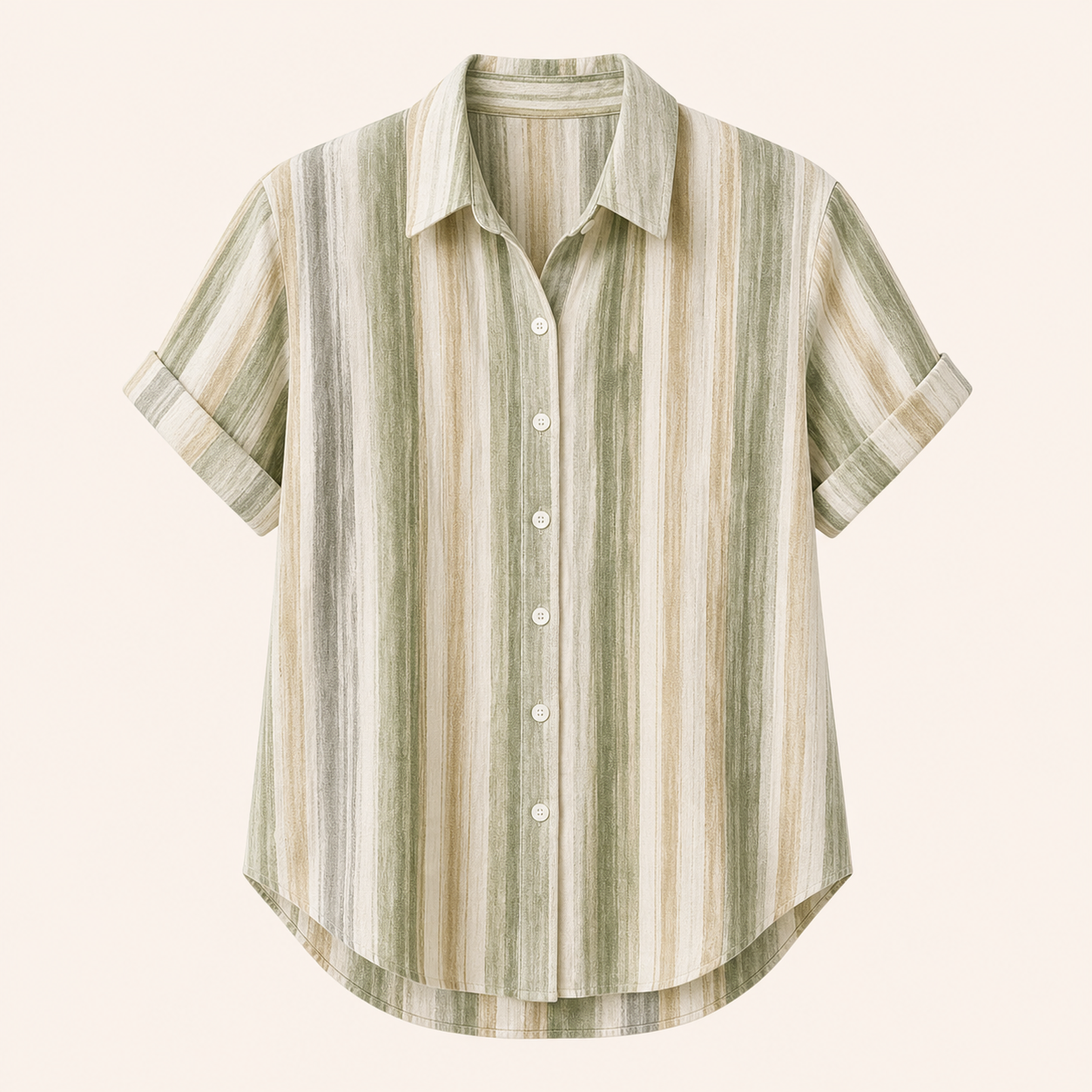 🔥CLEARANCE SALE🔥 Women's Watercolor Stripe Button-Up Blouse - Sage Natural