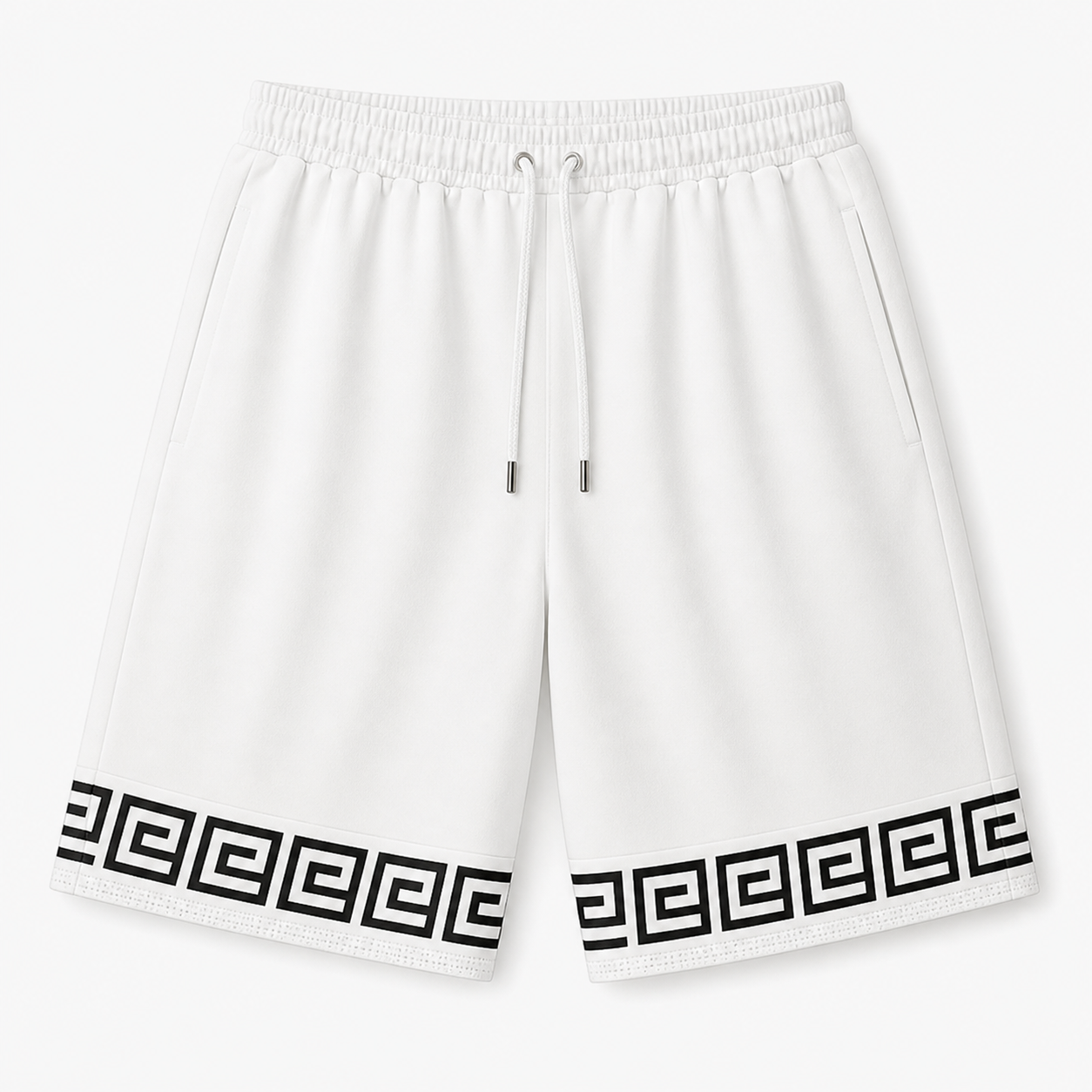 🔥CLEARANCE SALE🔥 Men's Greek Key Hem Athletic Shorts - White