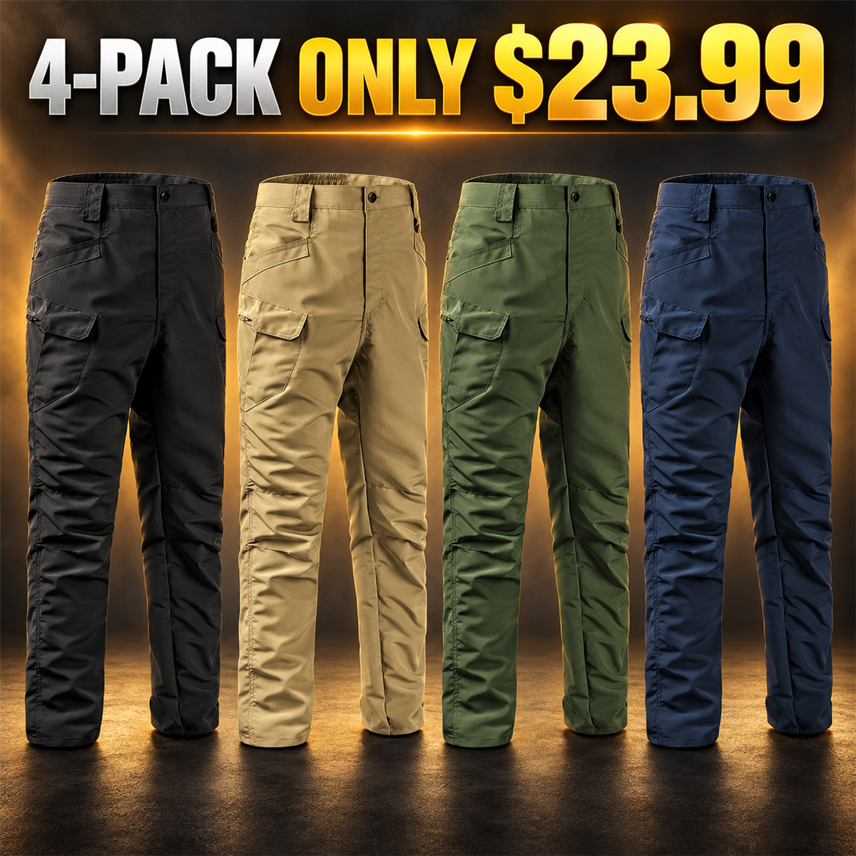 4-Pack - Core Utility Men's Tactical Utility Cargo Pants Multipacks