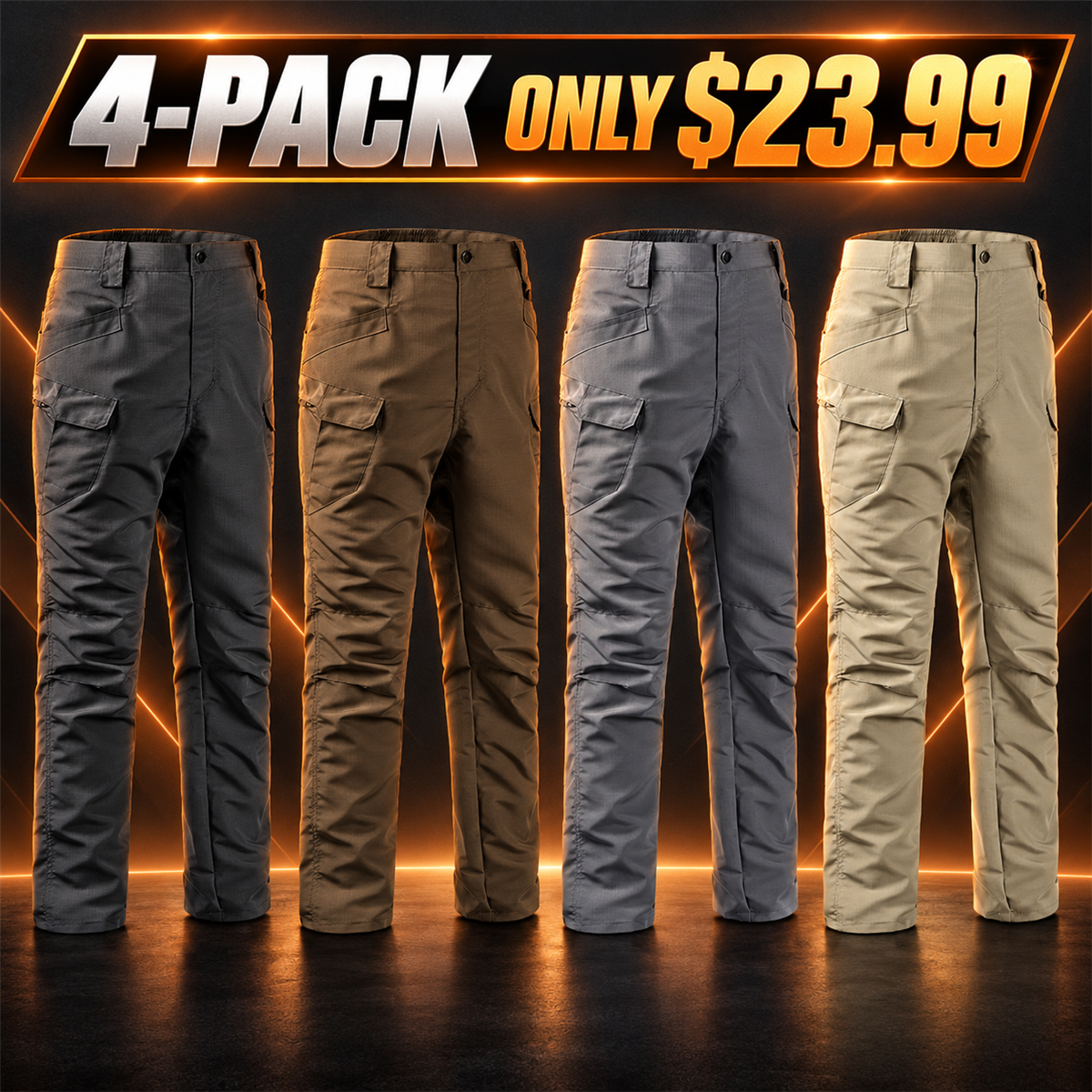 4-Pack - Outdoor Tones Men's Tactical Utility Cargo Pants Multipacks