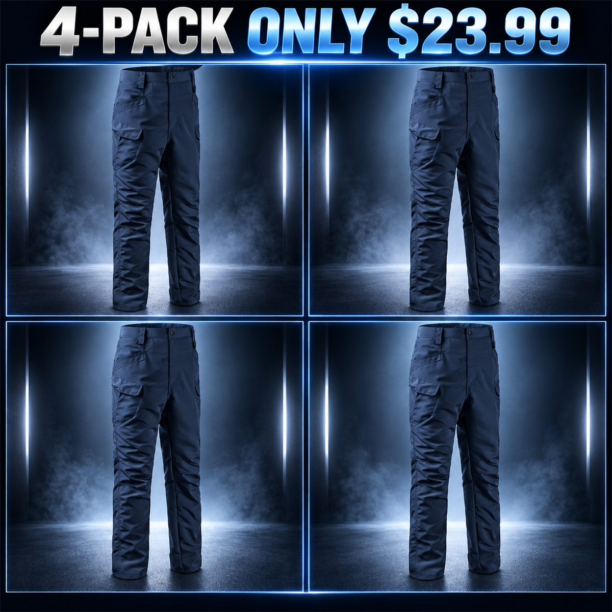 4-Pack - Navy Men's Tactical Utility Cargo Pants Multipacks