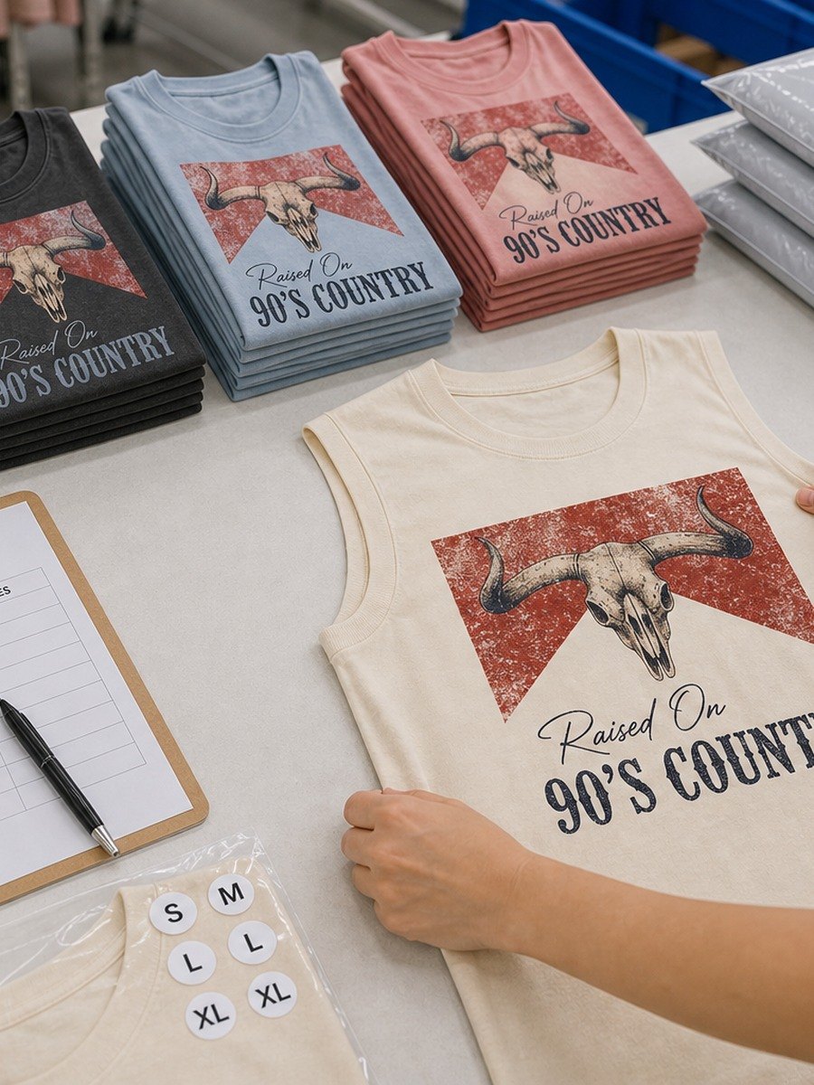 Customer unboxing country sleeveless tee