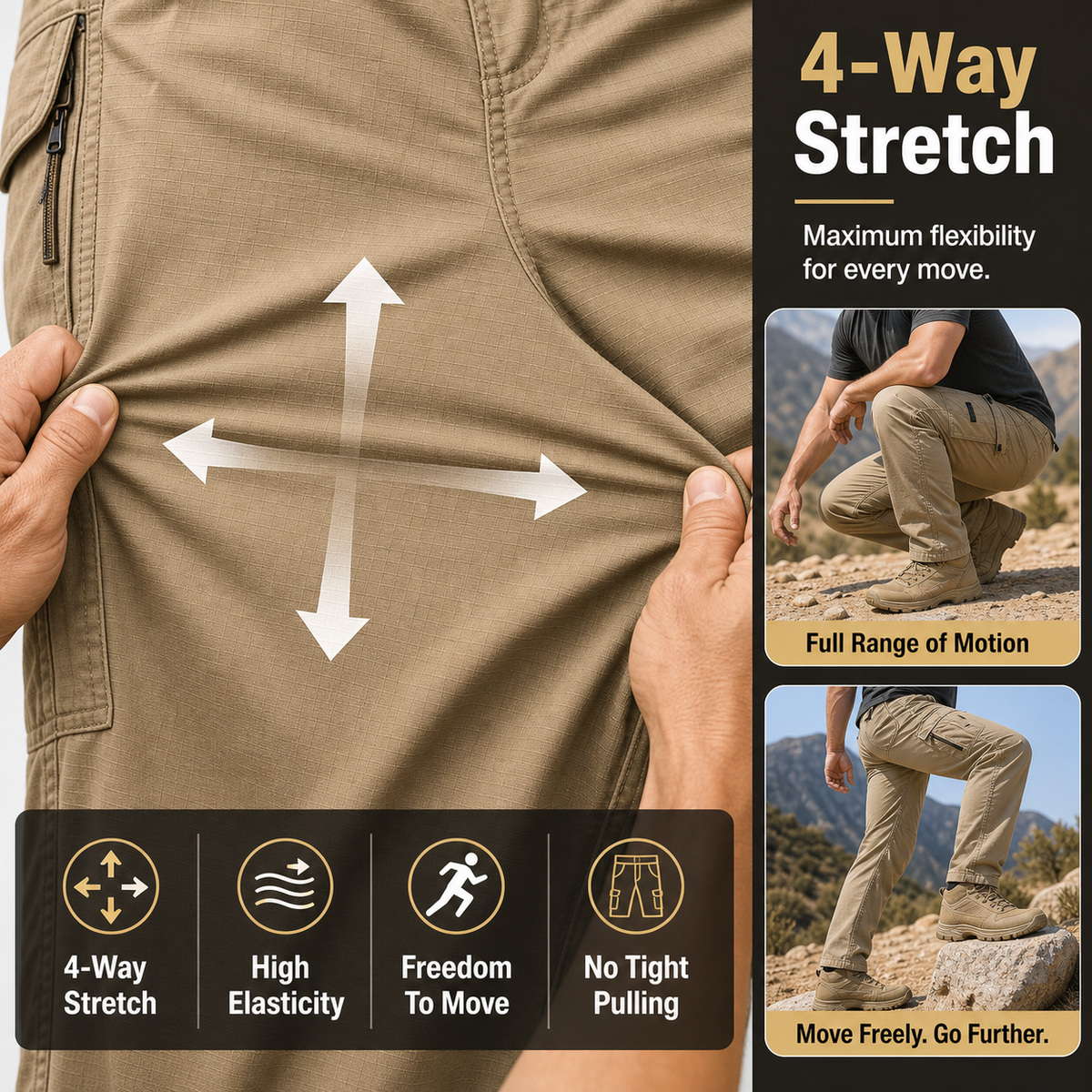 High elasticity 4-way stretch tactical pants introduction