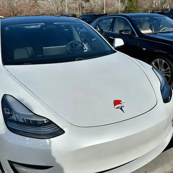 3D Santa Hat Overlay for Tesla Emblem, Reusable!
