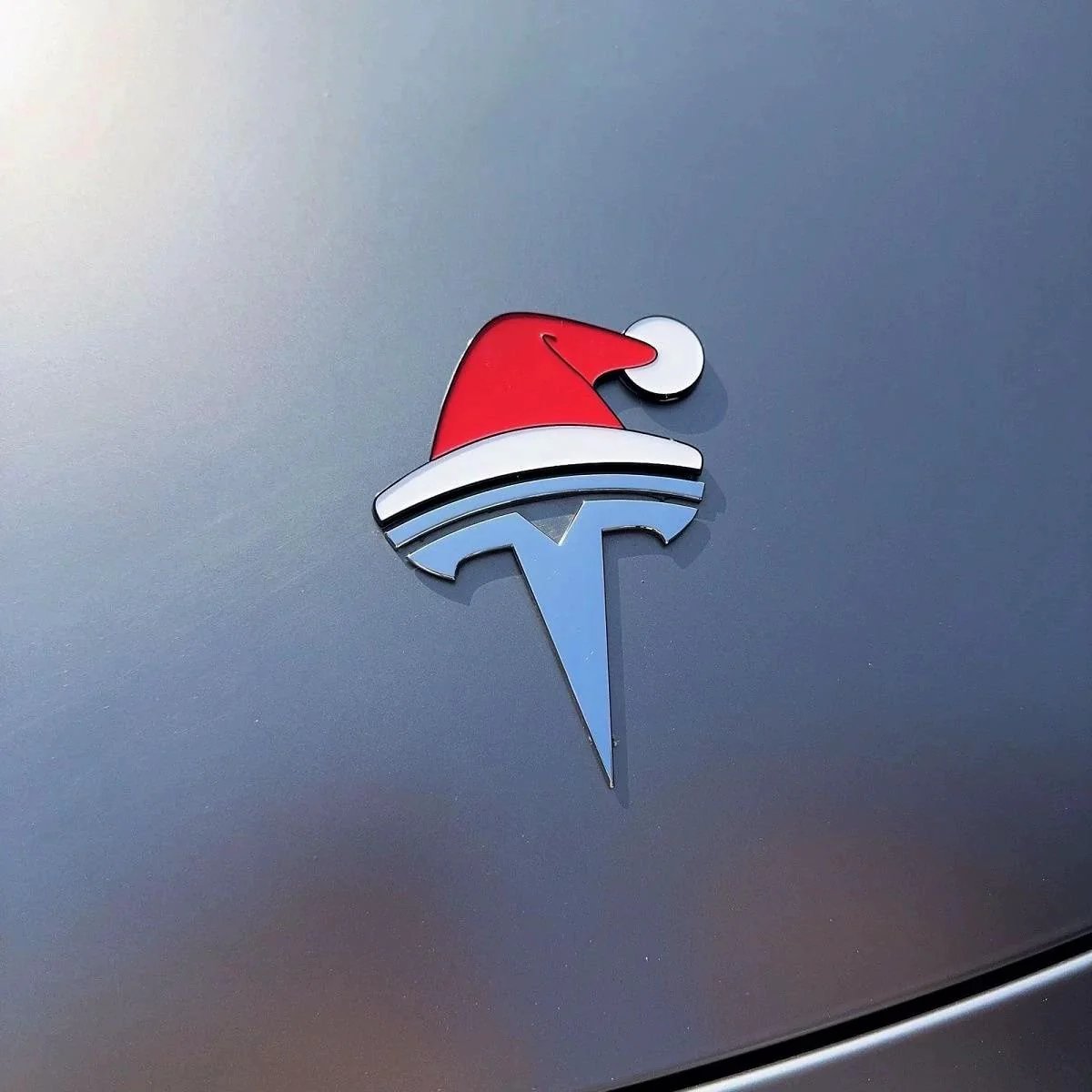 3D Santa Hat Overlay for Tesla Emblem, Reusable!