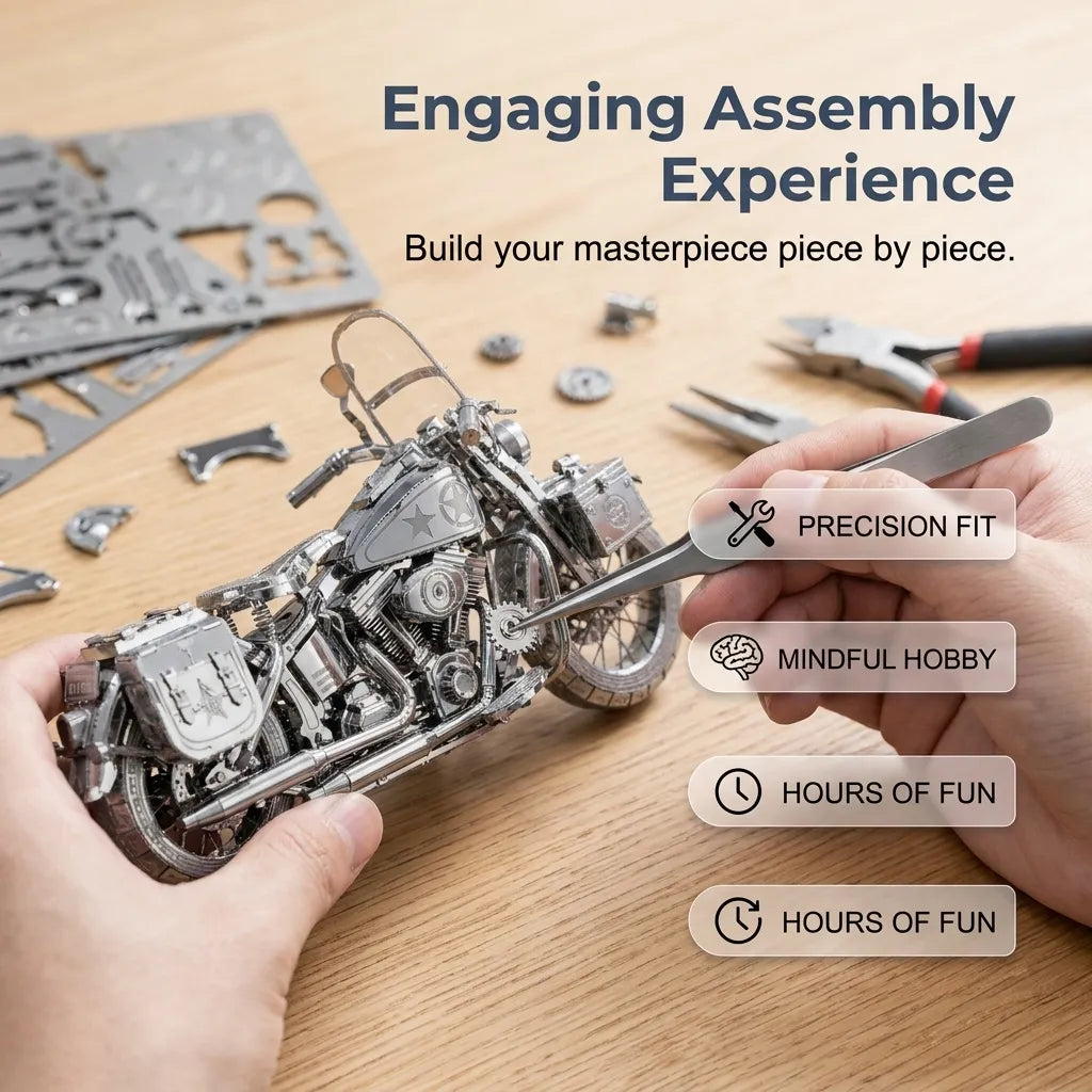 🔥✨Most Popular in 2026✨🔥Silver Motorcycle 3D Metal Assembly Puzzle
