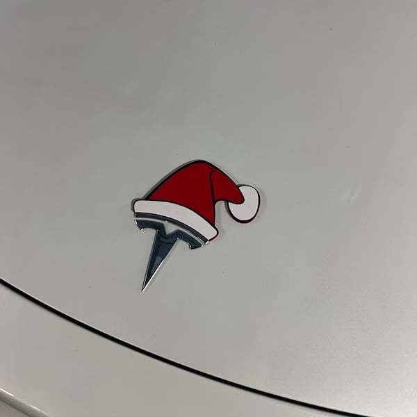 3D Santa Hat Overlay for Tesla Emblem, Reusable!