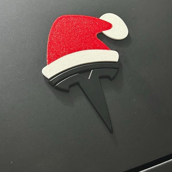 3D Santa Hat Overlay for Tesla Emblem, Reusable!