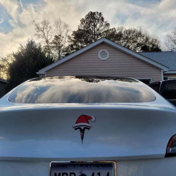 3D Santa Hat Overlay for Tesla Emblem, Reusable!