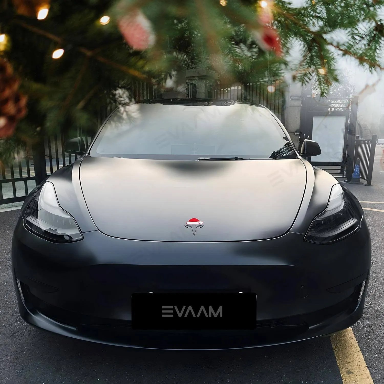 EVAAM® Santa Hat Christmas Car Sticker For Tesla