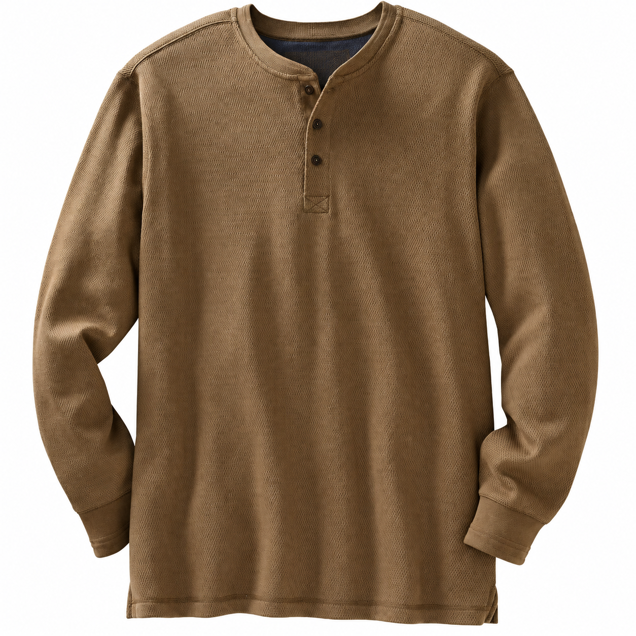 Mens Henley Long Sleeve Thermal Heavyweight Shirt