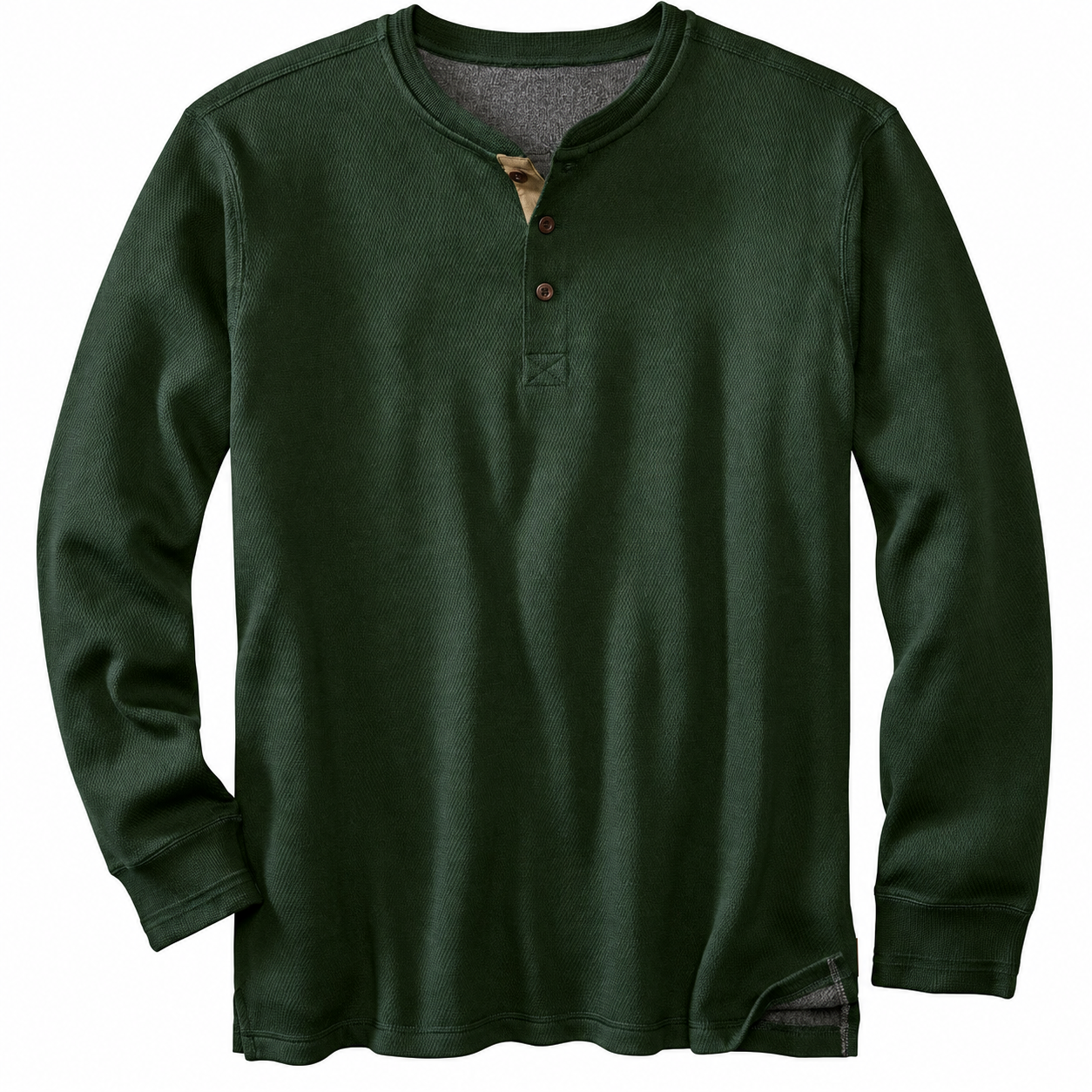 Mens Henley Long Sleeve Thermal Heavyweight Shirt