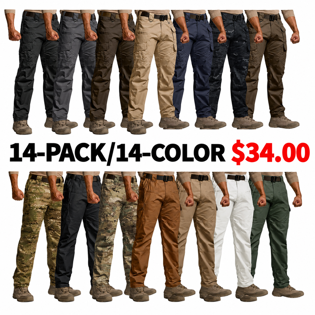 Men's Tactical Work Pants 9 Pockets Ripstop
