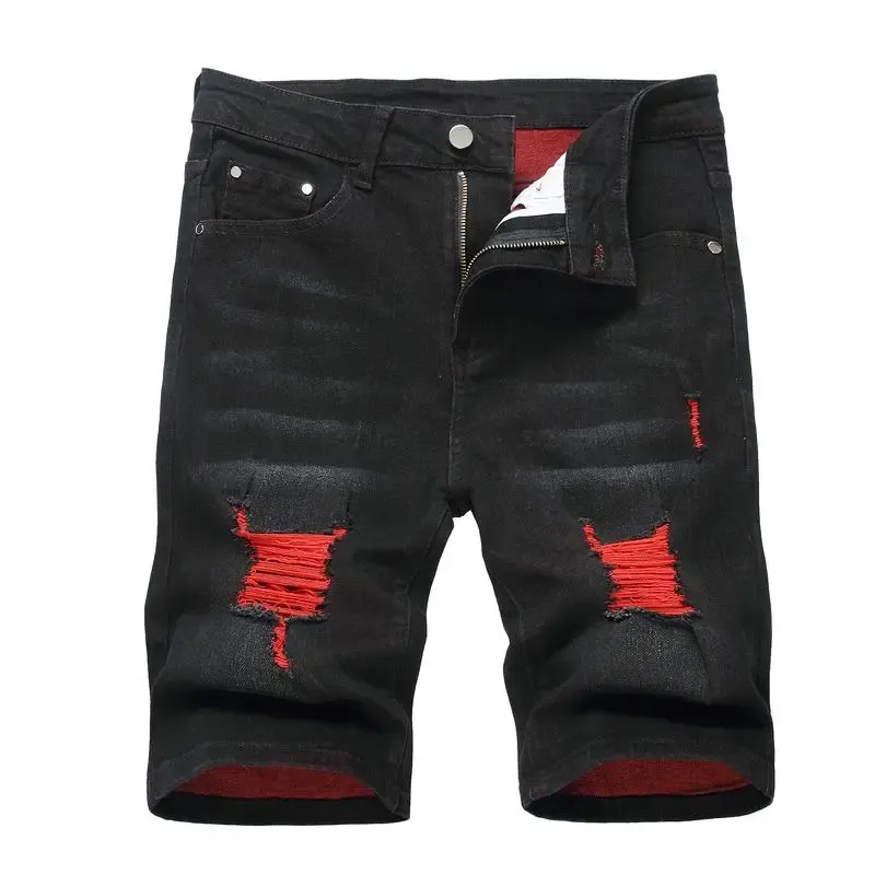 Men's Ripped Denim Shorts - Stretch - Distressed Street Style