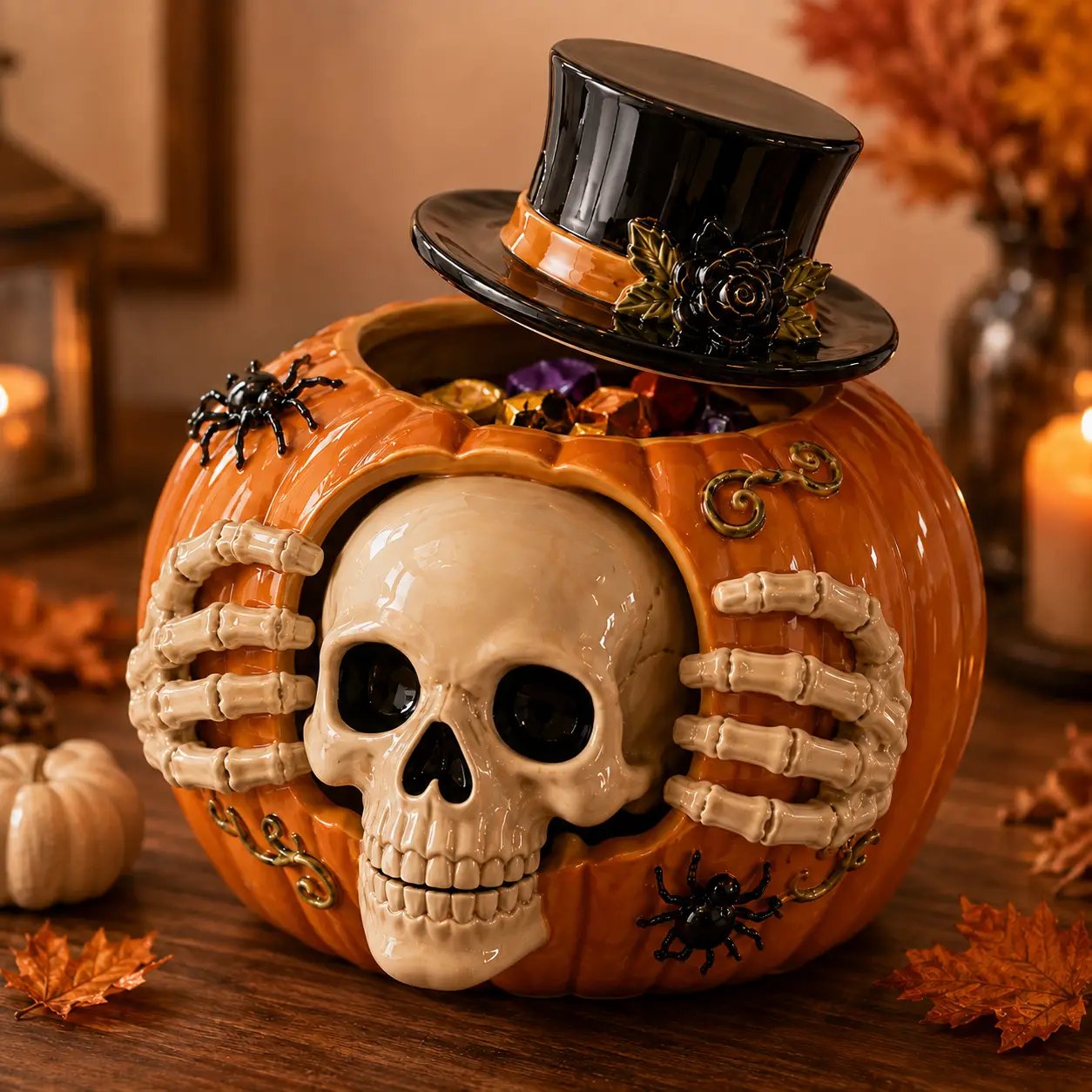 🎃Trick-or-Treat | Skull Pumpkin Candy Jar🍬