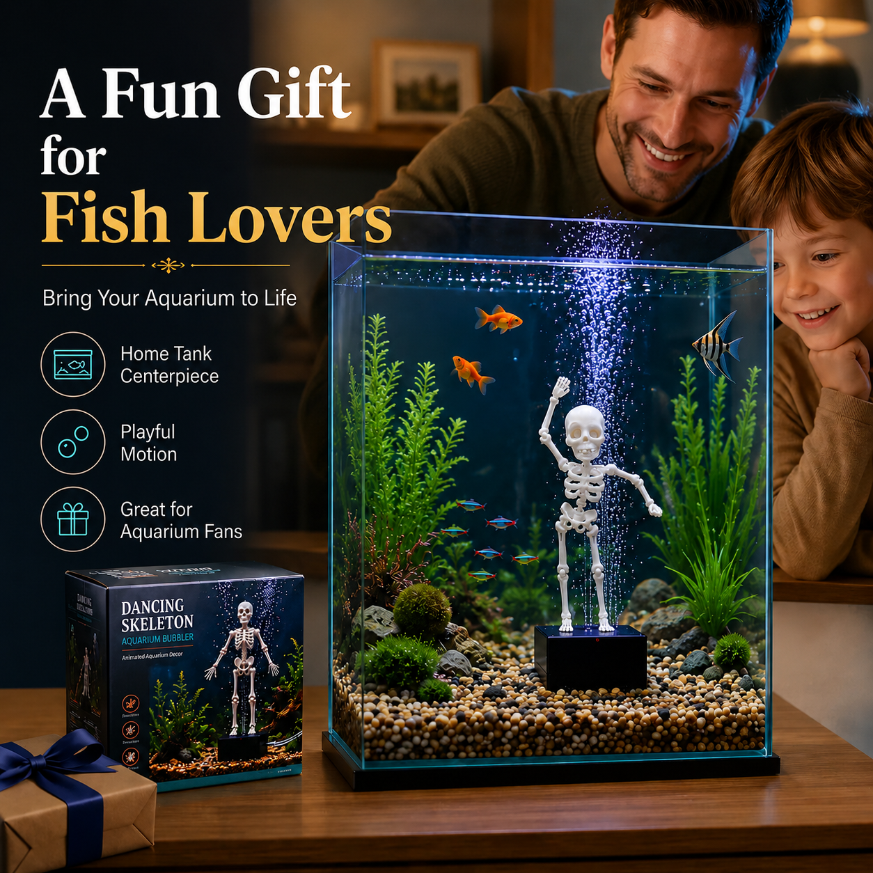 💀 Halloween Limited Edition | Dynamic Skeleton Fish Tank Ornament