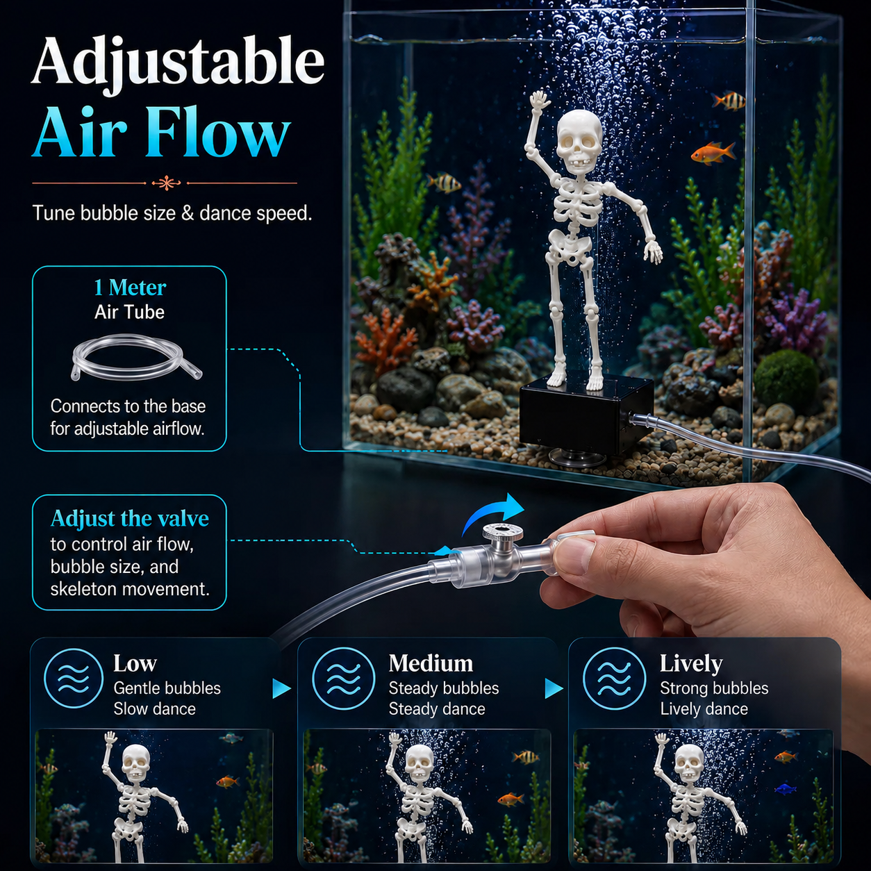 💀 Halloween Limited Edition | Dynamic Skeleton Fish Tank Ornament