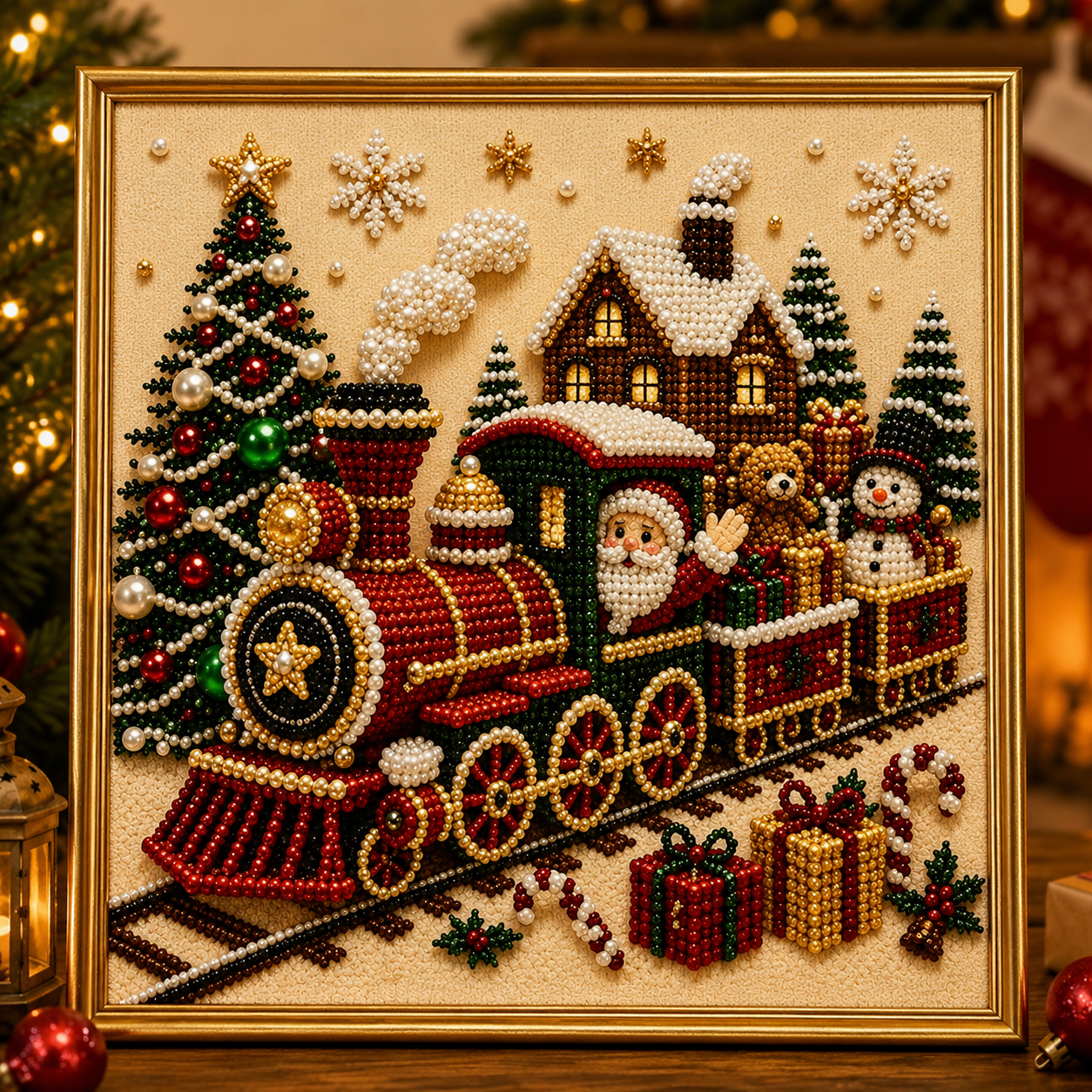 🧘Relaxing & Beginner-Friendly - 🎨💎DIY Christmas Pearl Diamond Painting Art Kit With Frame🛡️ AUTHENTICITY GUARANTEED