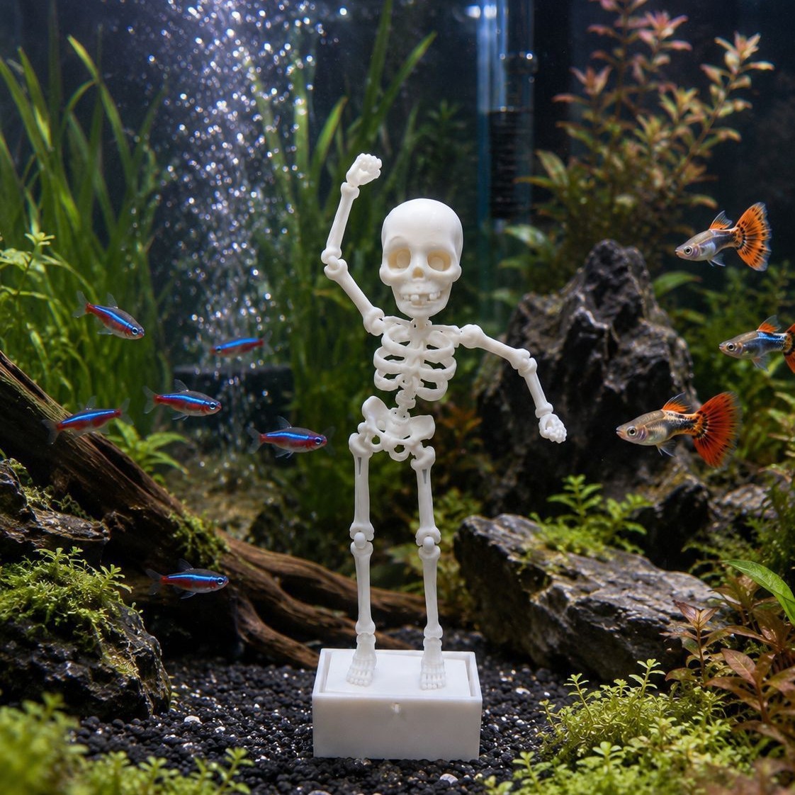 💀 Halloween Limited Edition | Dynamic Skeleton Fish Tank Ornament