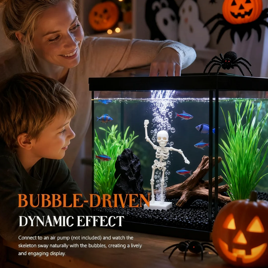 💀 Halloween Limited Edition | Dynamic Skeleton Fish Tank Ornament