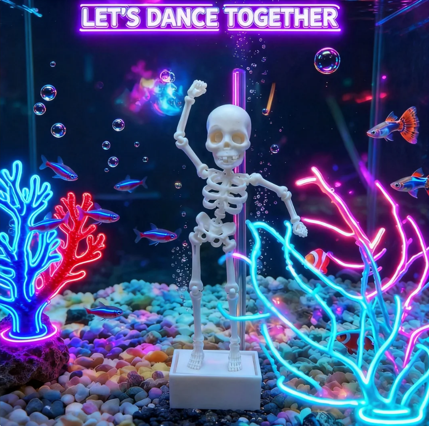 💀 Halloween Limited Edition | Dynamic Skeleton Fish Tank Ornament