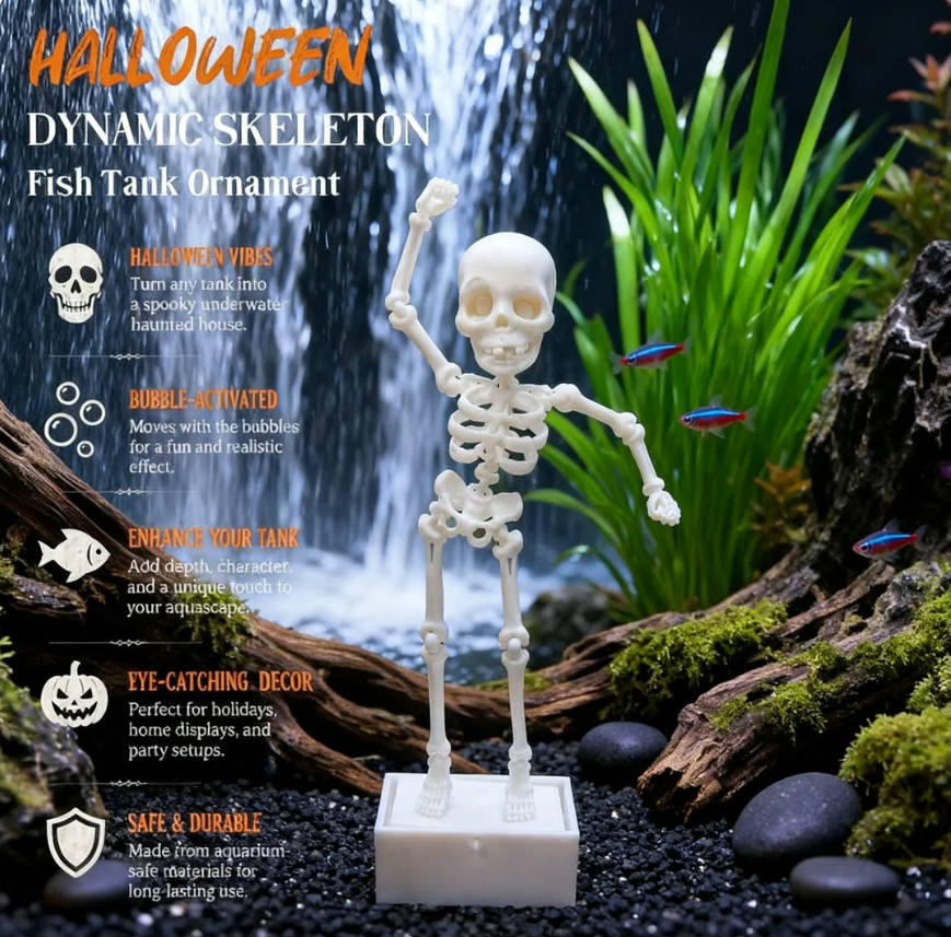 💀 Halloween Limited Edition | Dynamic Skeleton Fish Tank Ornament