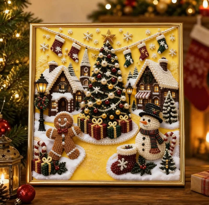 🧘Relaxing & Beginner-Friendly - 🎨💎DIY Christmas Pearl Diamond Painting Art Kit With Frame🛡️ AUTHENTICITY GUARANTEED