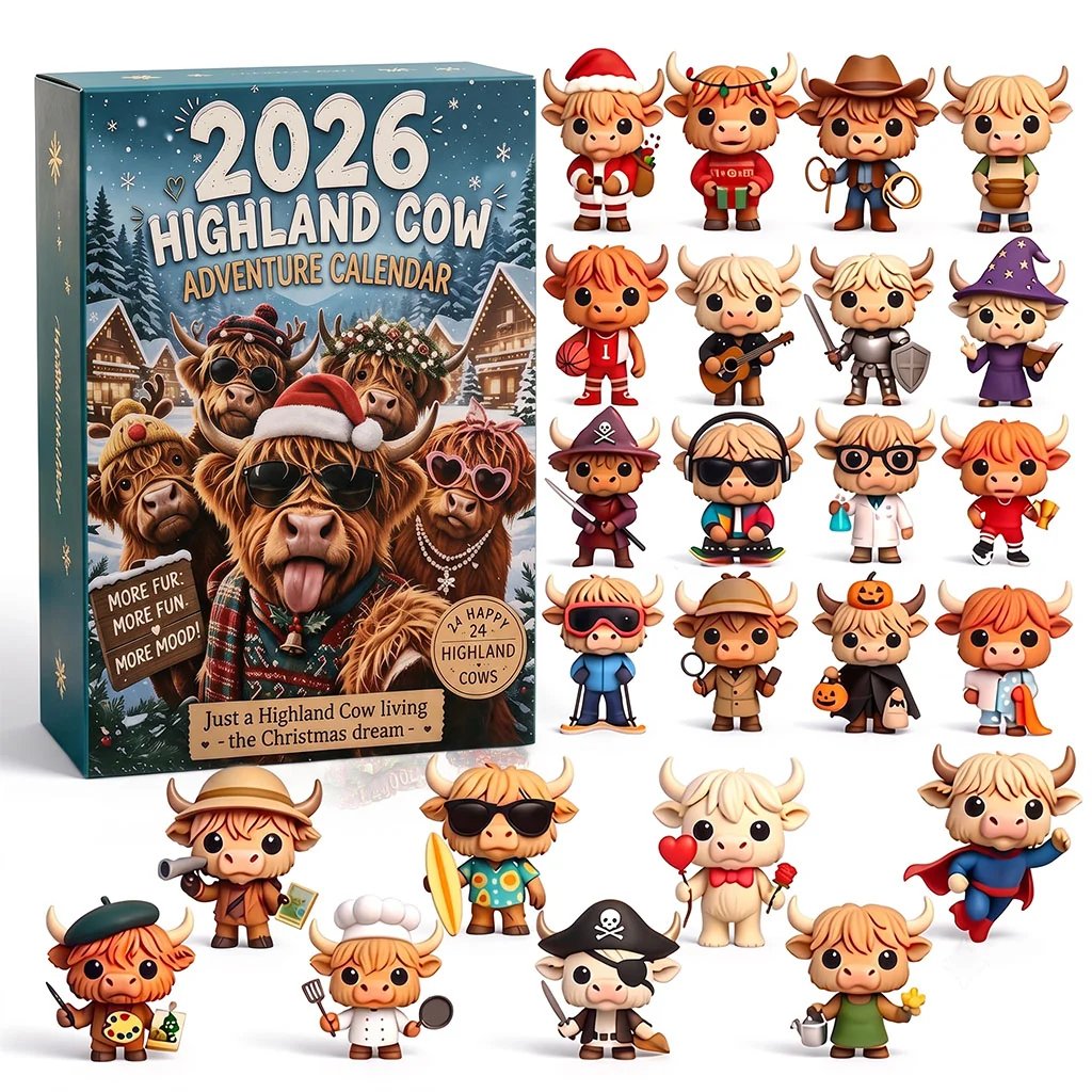 🔥Utolsó nap 50% KEDVEZMÉNY - 🐂🎁2026-os Highland Cow adventi naptár | Minden nap új meglepetéseket tartogat (📦Vásároljon 2 terméket ingyenes szállítással)