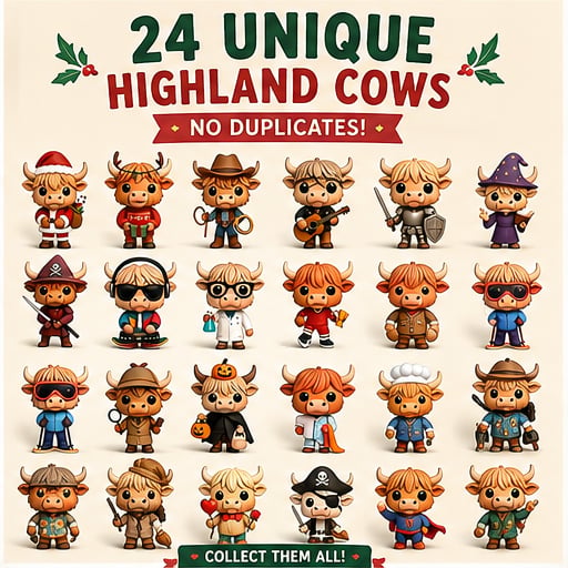 🔥Utolsó nap 50% KEDVEZMÉNY - 🐂🎁2026-os Highland Cow adventi naptár | Minden nap új meglepetéseket tartogat (📦Vásároljon 2 terméket ingyenes szállítással)