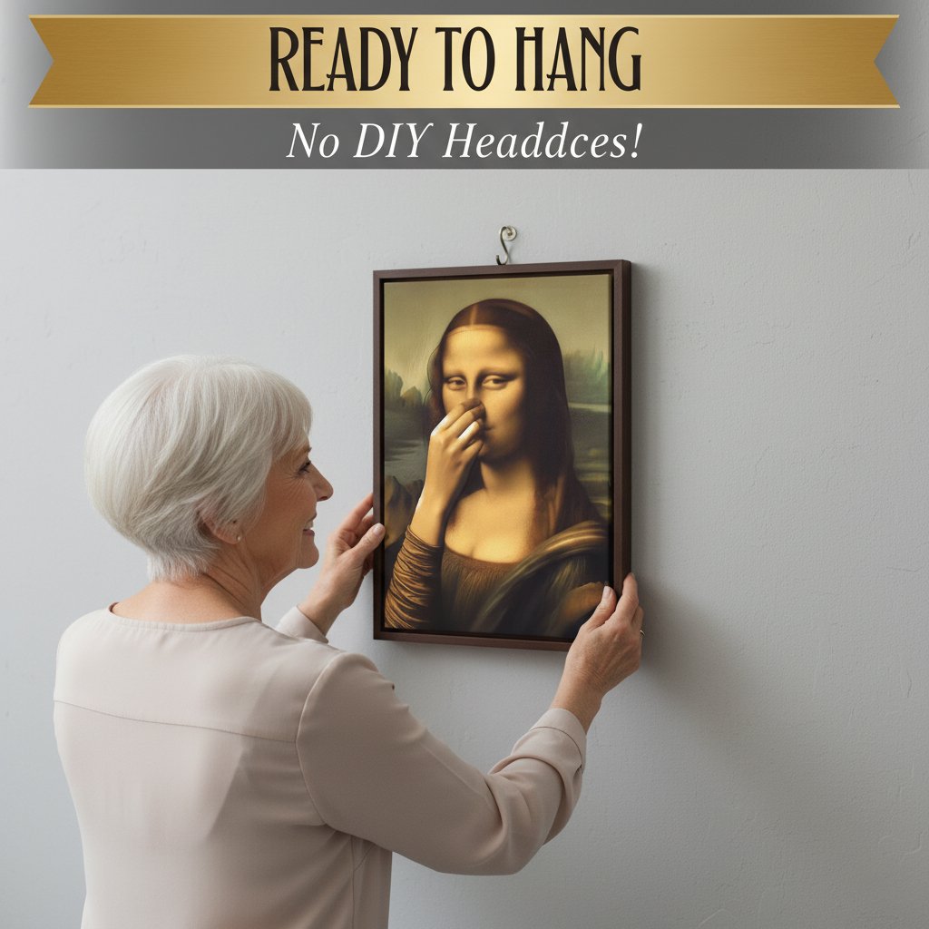 Mona Lisa az orrát fogva – vászonkép fürdőszobába