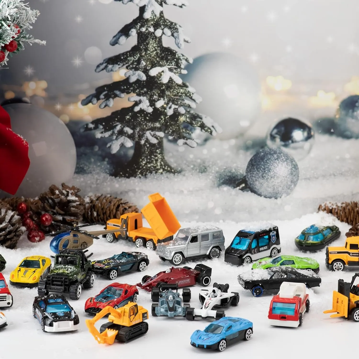 🔥Utolsó nap 50% KEDVEZMÉNY - 🚗🎁2026 Karácsonyi Adventi Naptár | ✨24 Napos Visszaszámláló Naptár Öntött Autók Készlet
