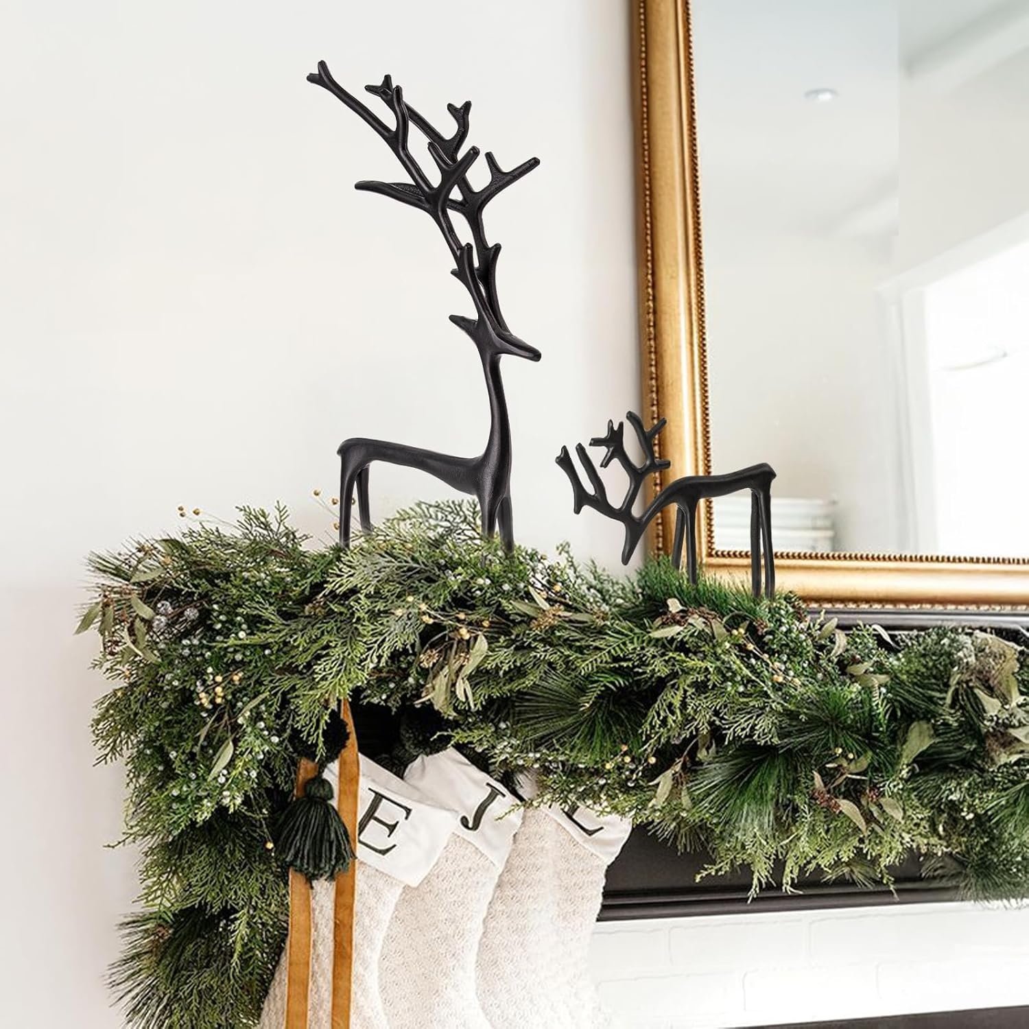 🎅Świąteczne bestsellery🦌Czarne figurki reniferów, dekoracje świąteczne