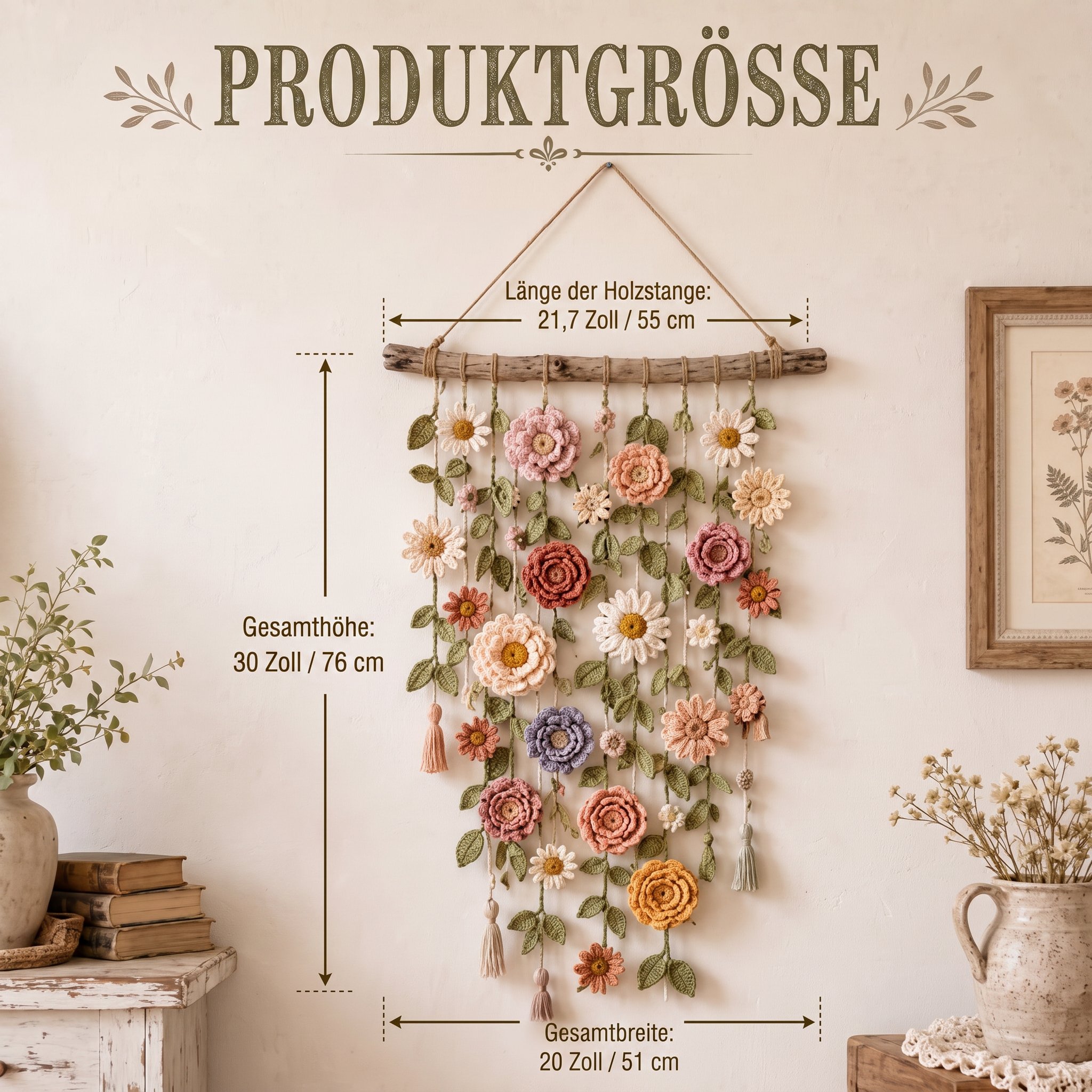 Boho tapeta s háčkovanými kvetmi🌼✨