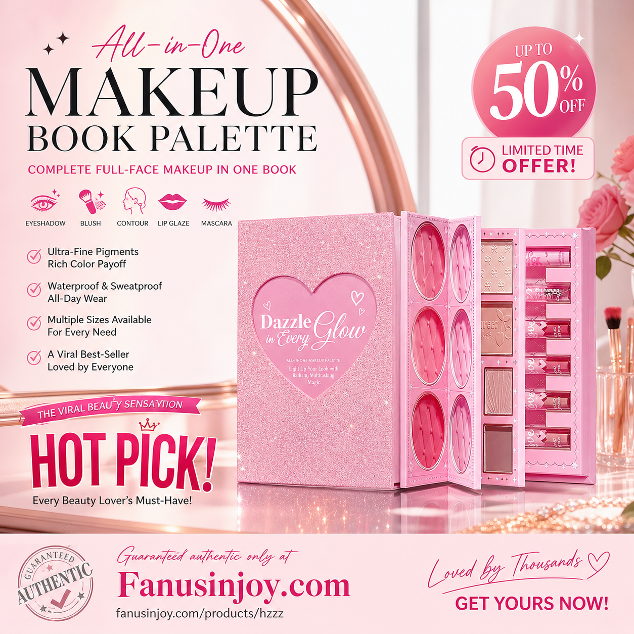 🎉✨️Hihetetlen 70% kedvezmény!💄Sminkesek ajánlásával!👱🏻‍♀️Egyetlen paletta lefedi az összes teljes arc kinézetedet! Mindent az egyben sminkpaletta könyvkészlet