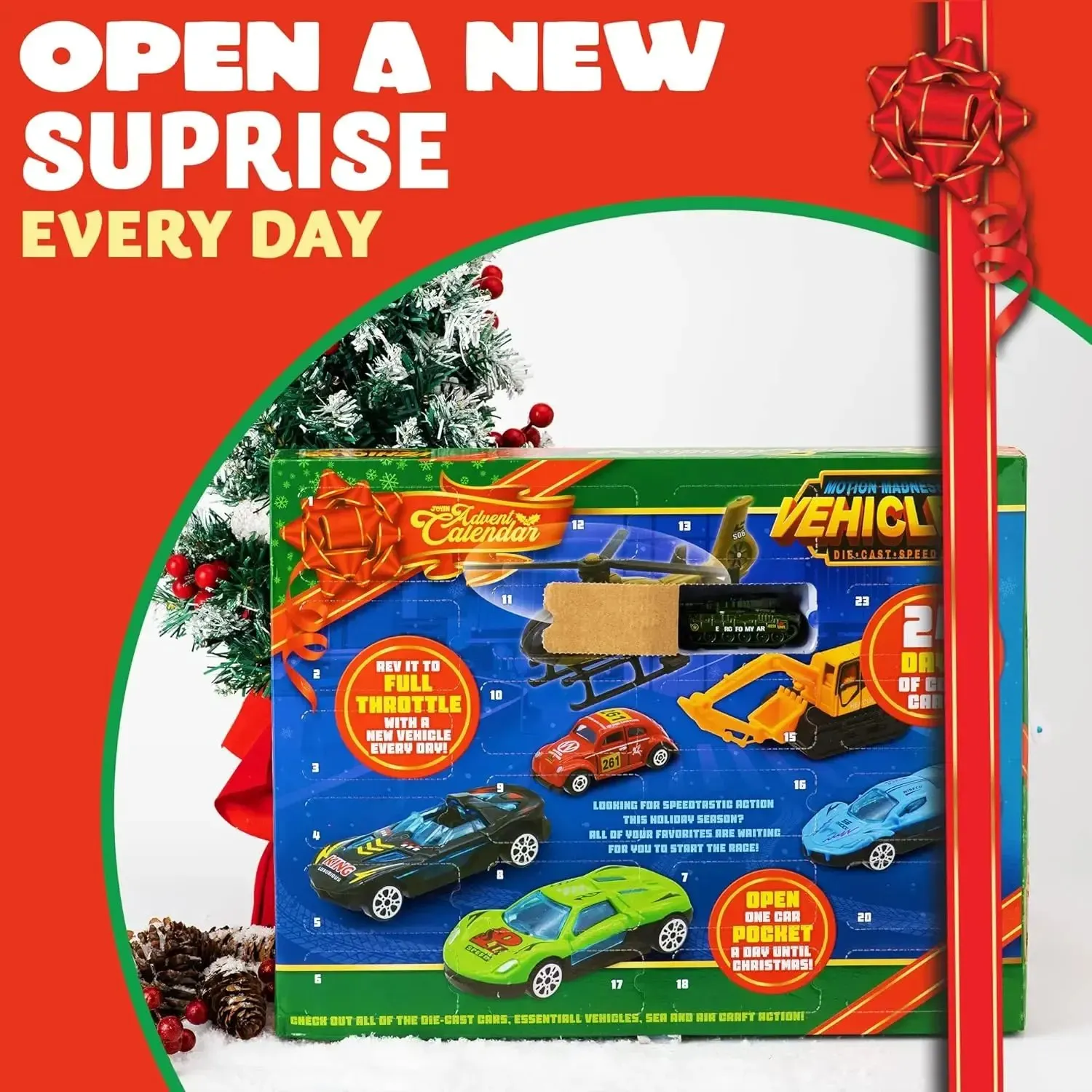 🔥Utolsó nap 50% KEDVEZMÉNY - 🚗🎁2026 Karácsonyi Adventi Naptár | ✨24 Napos Visszaszámláló Naptár Öntött Autók Készlet