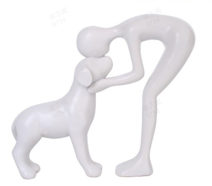 🐕🧑 Ember és kutya szobrászati alkotás – 49% KEDVEZMÉNY! Egyedi figura, meleg és szeretetteljes, tökéletes irodába, nappaliba és hálószobába. 🔥🏠