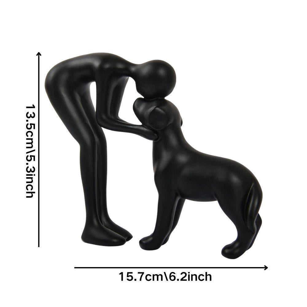🐕🧑 Ember és kutya szobrászati alkotás – 49% KEDVEZMÉNY! Egyedi figura, meleg és szeretetteljes, tökéletes irodába, nappaliba és hálószobába. 🔥🏠