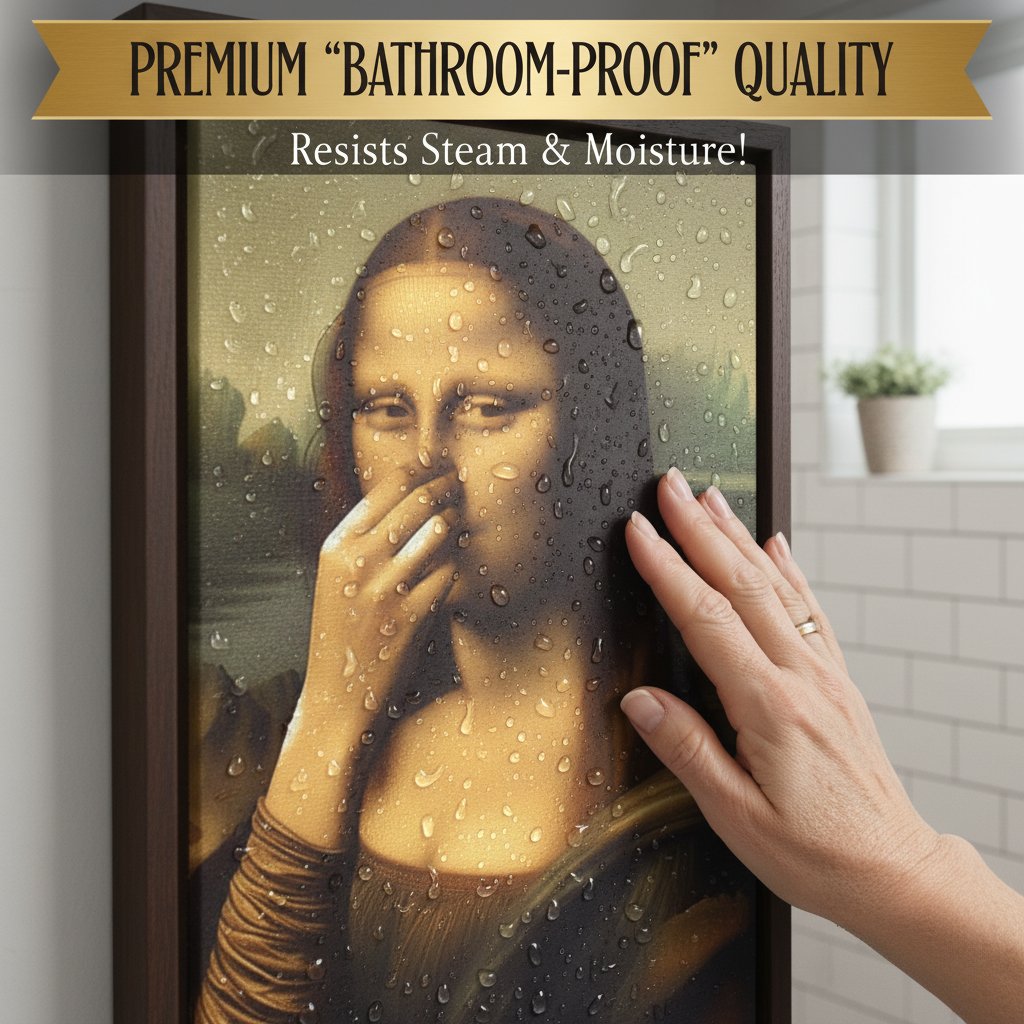 Mona Lisa az orrát fogva – vászonkép fürdőszobába