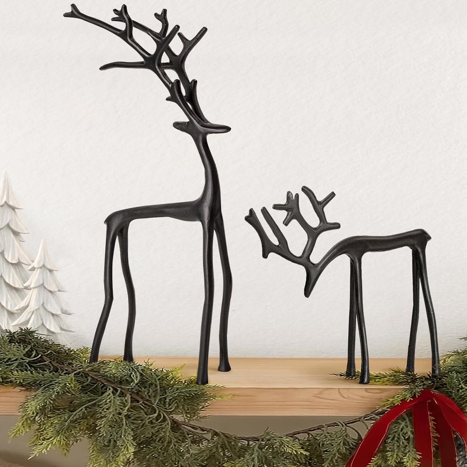 🎅Świąteczne bestsellery🦌Czarne figurki reniferów, dekoracje świąteczne
