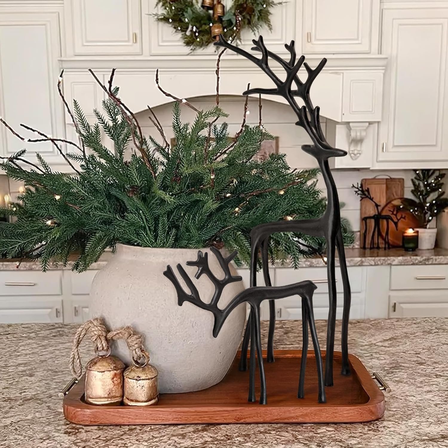 🎅Świąteczne bestsellery🦌Czarne figurki reniferów, dekoracje świąteczne