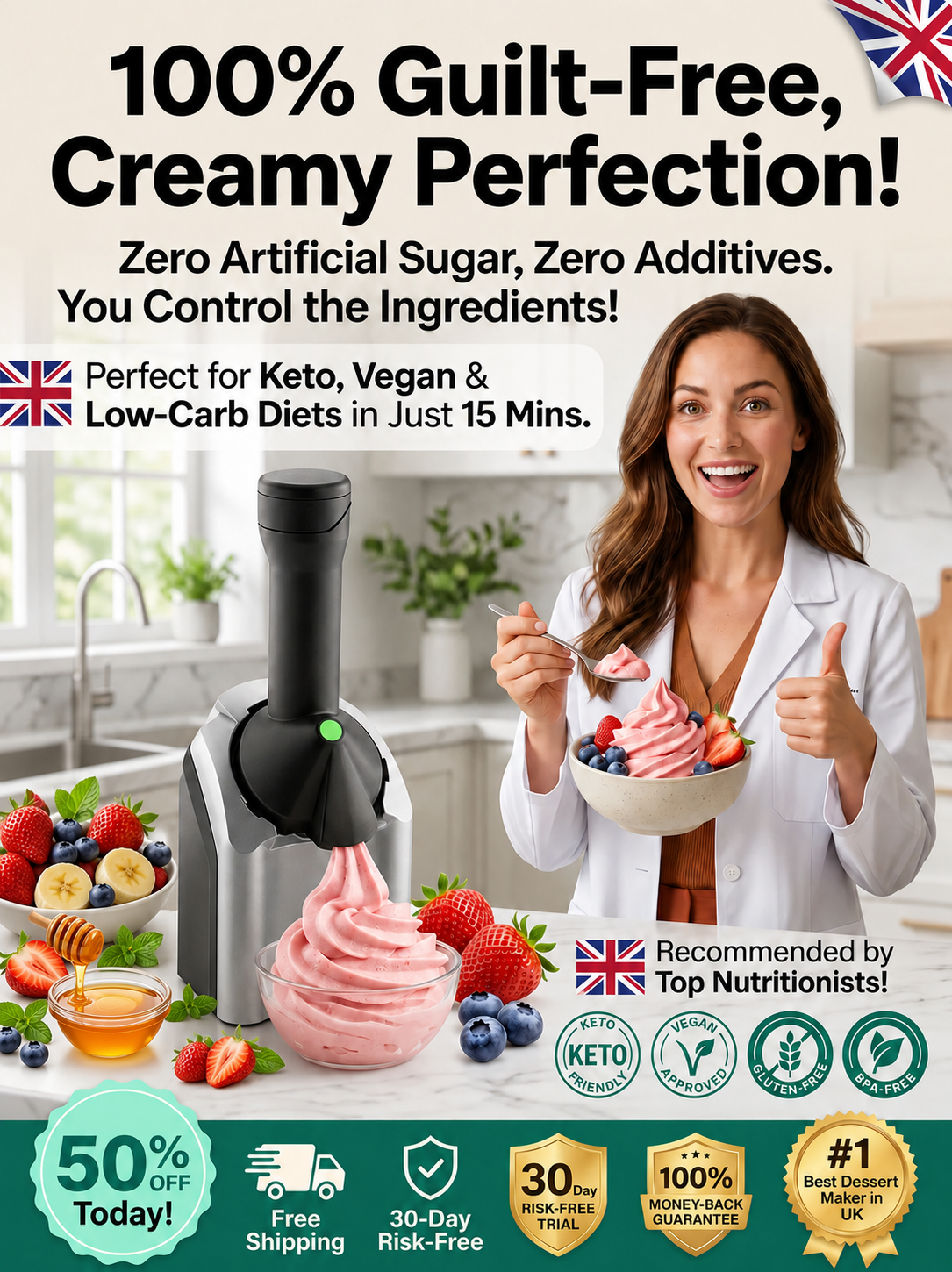 🍦Frozen Fruit Soft Serve Maker | 100% Natural Dessert | No Sugar Added | BPA-Free | Kids Safe🍓