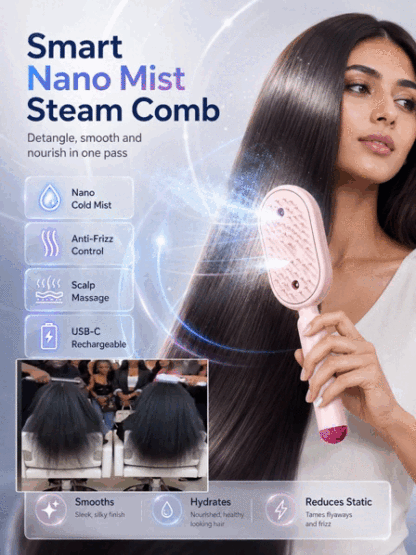 ✨multifunctional, leave-in essential oil hair care comb with red light therapy—instantly smooths hair, provides salon-grade scalp care, effectively prevents hair loss, and promotes hair regrowth!