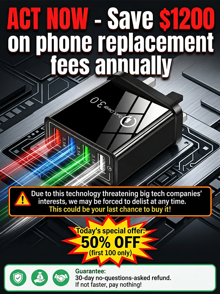 【Improve Your Phone's Battery Life】⚡Four-in-1 Travel Charger🚀 Make your 4-year-old smartphone charge faster than a new one