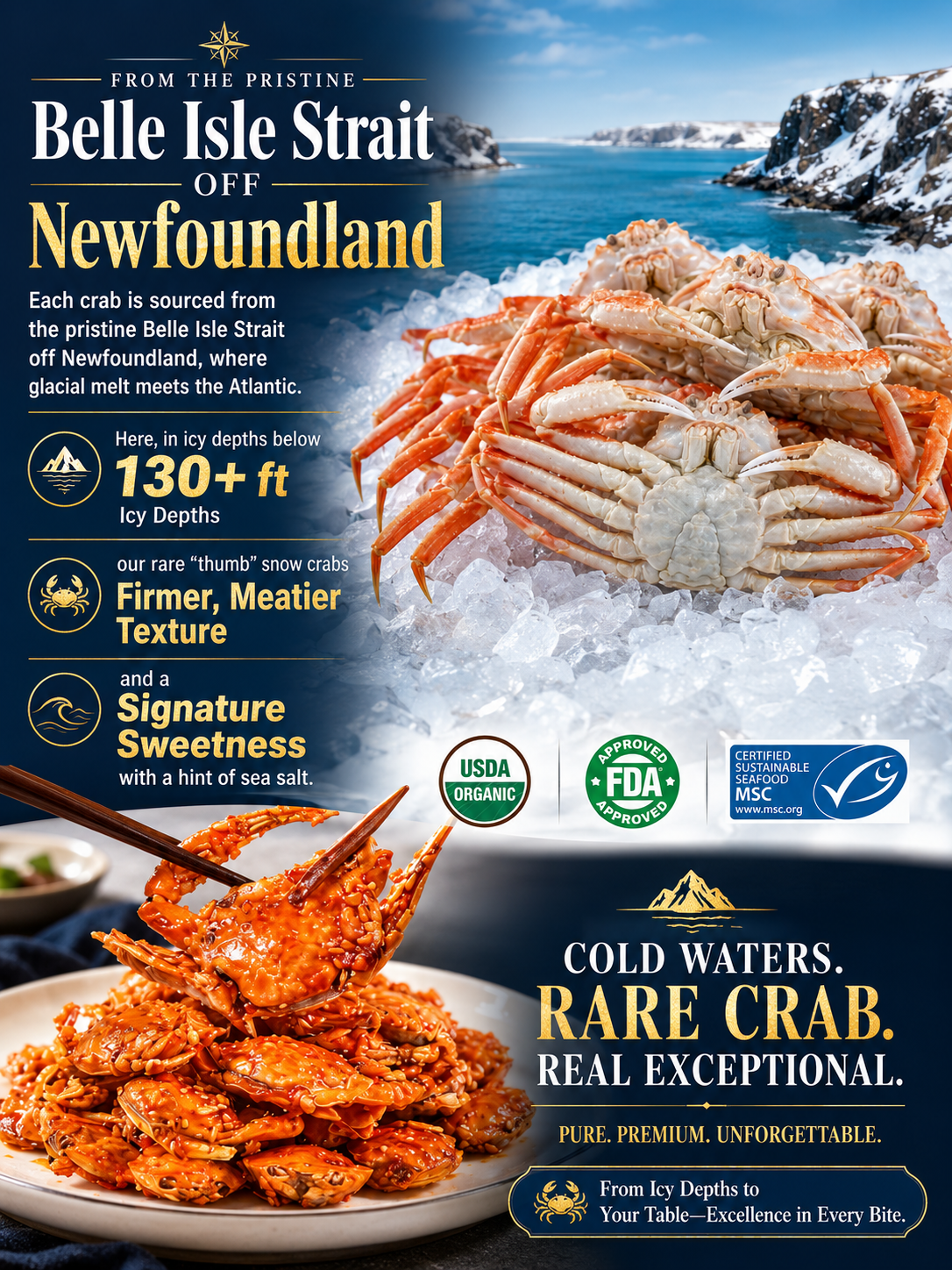 ✨ [Available Only 20 Days/Year] Wild Newfoundland "Thumb" Snow Crabs—crunchier than potato chips! ✨