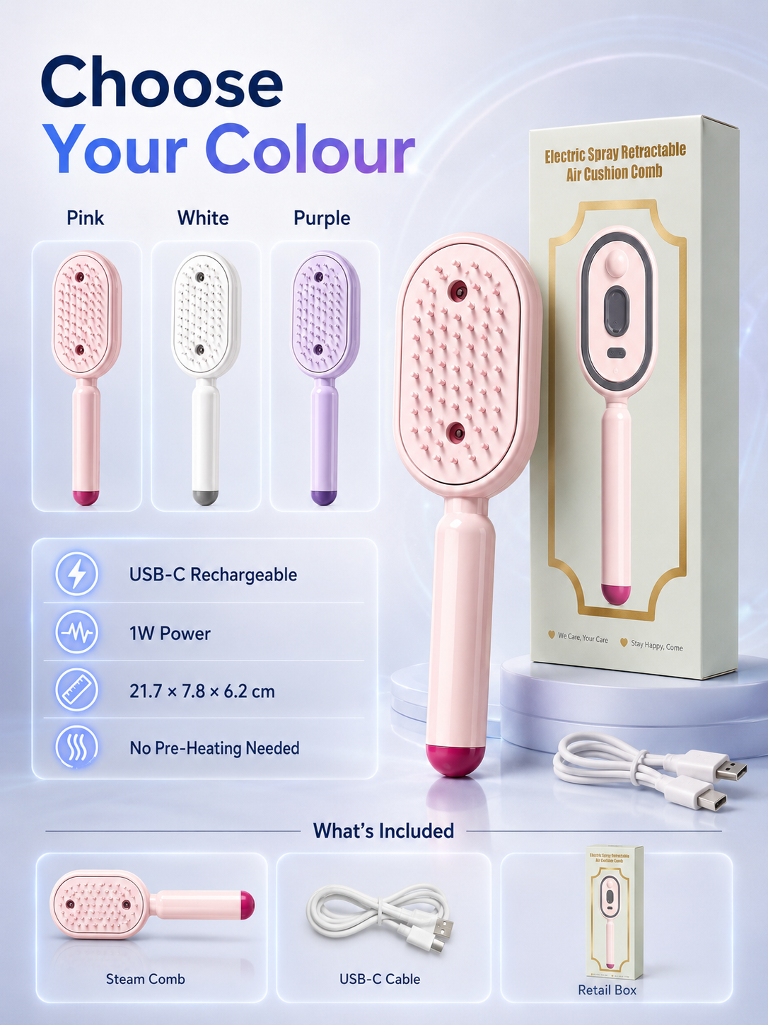 Multifunctional Steam Comb✨ Easily comb your hair while nourishing each strand, helping you look your best!