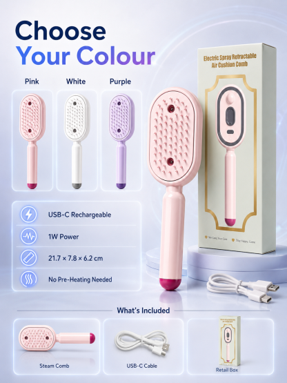 Multifunctional Steam Comb✨ Easily comb your hair while nourishing each strand, helping you look your best!