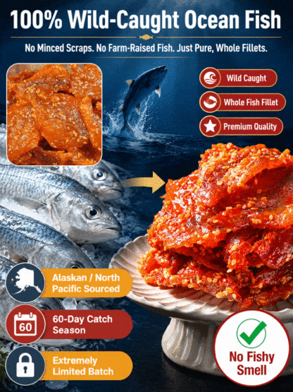【200 pieces/pack】 Wild Alaskan Pollock Jerky - Honey Spicy Sesame | High Protein - No Preservatives 🎣🌶️