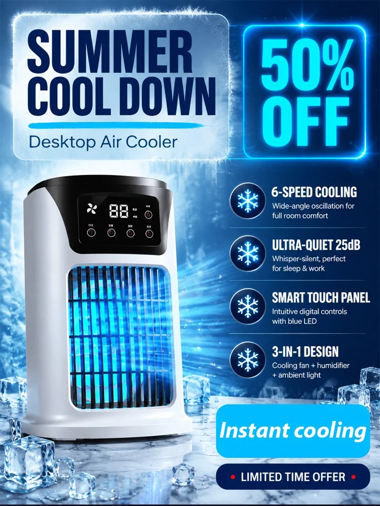 New Desktop Silent Air-conditioning fan with Night Light❄️💡