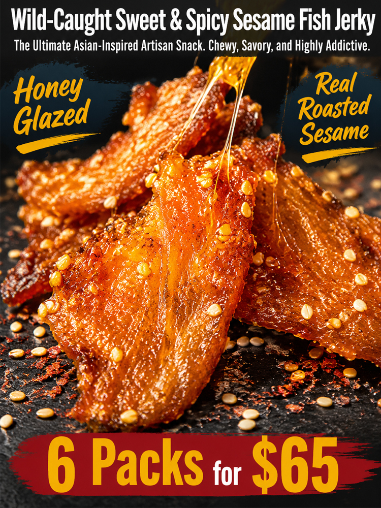 【200 pieces/pack】 Wild Alaskan Pollock Jerky - Honey Spicy Sesame | High Protein - No Preservatives 🎣🌶️