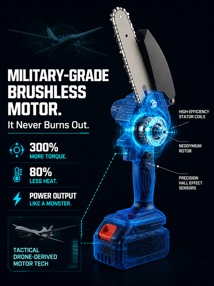 Bestselling European and American product: Wireless brushless handheld lithium-ion chainsaw【One person does the work of five, easily trimming hundreds of square meters of yard in just ten minutes!】